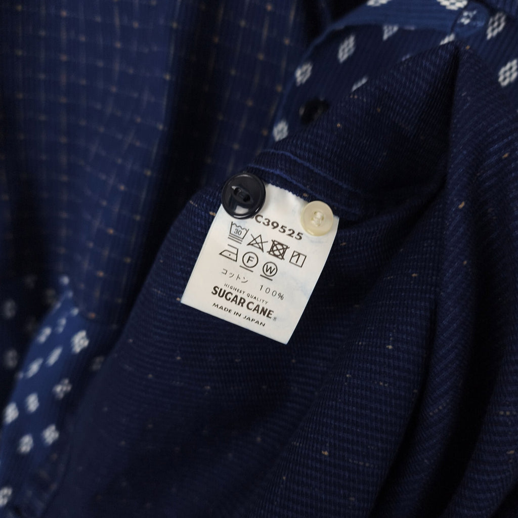 SUGAR CANE Men's Made in Japan Indigo Blue Cord Pique Patchwork Shirt