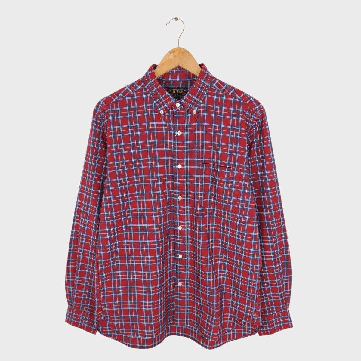BEAMS PLUS Men's Made in Japan Checked Cotton Shirt
