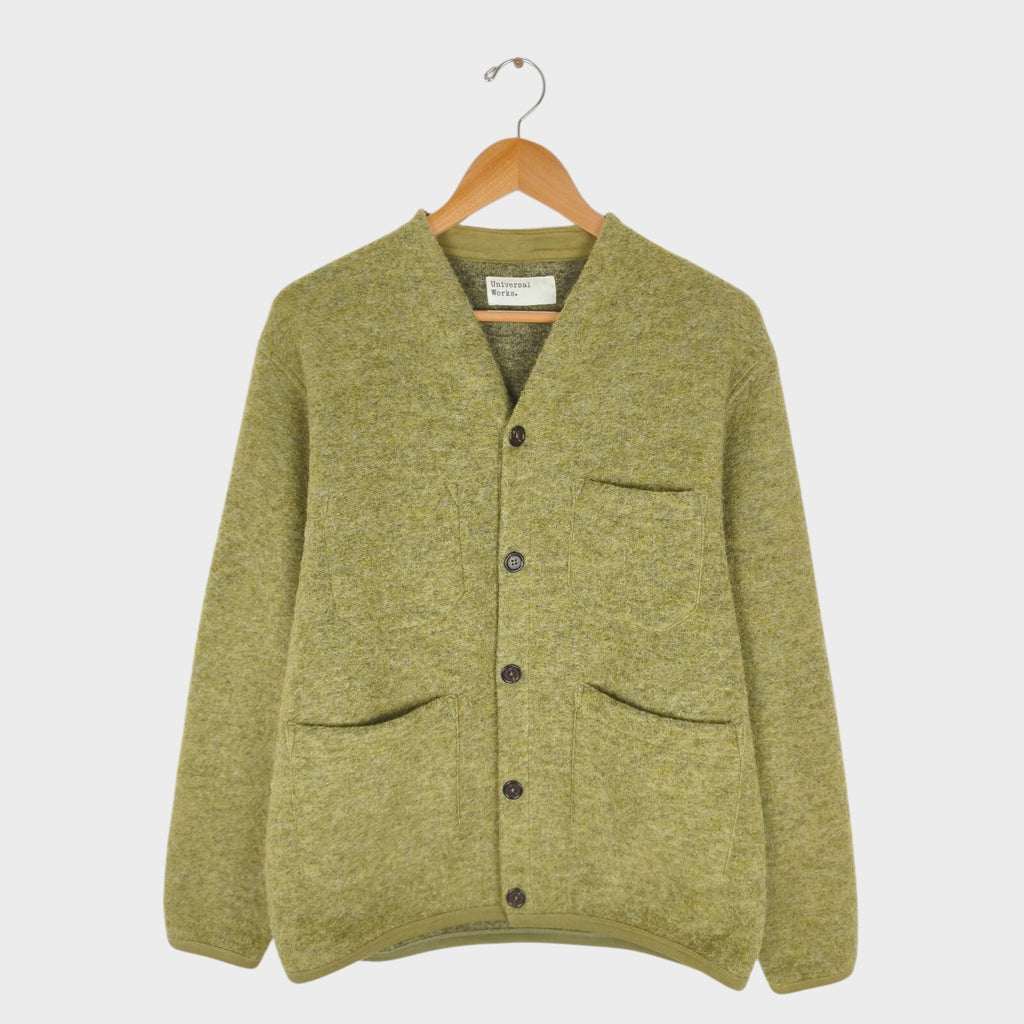 UNIVERSAL WORKS Men's Green Wool Fleece Cardigan