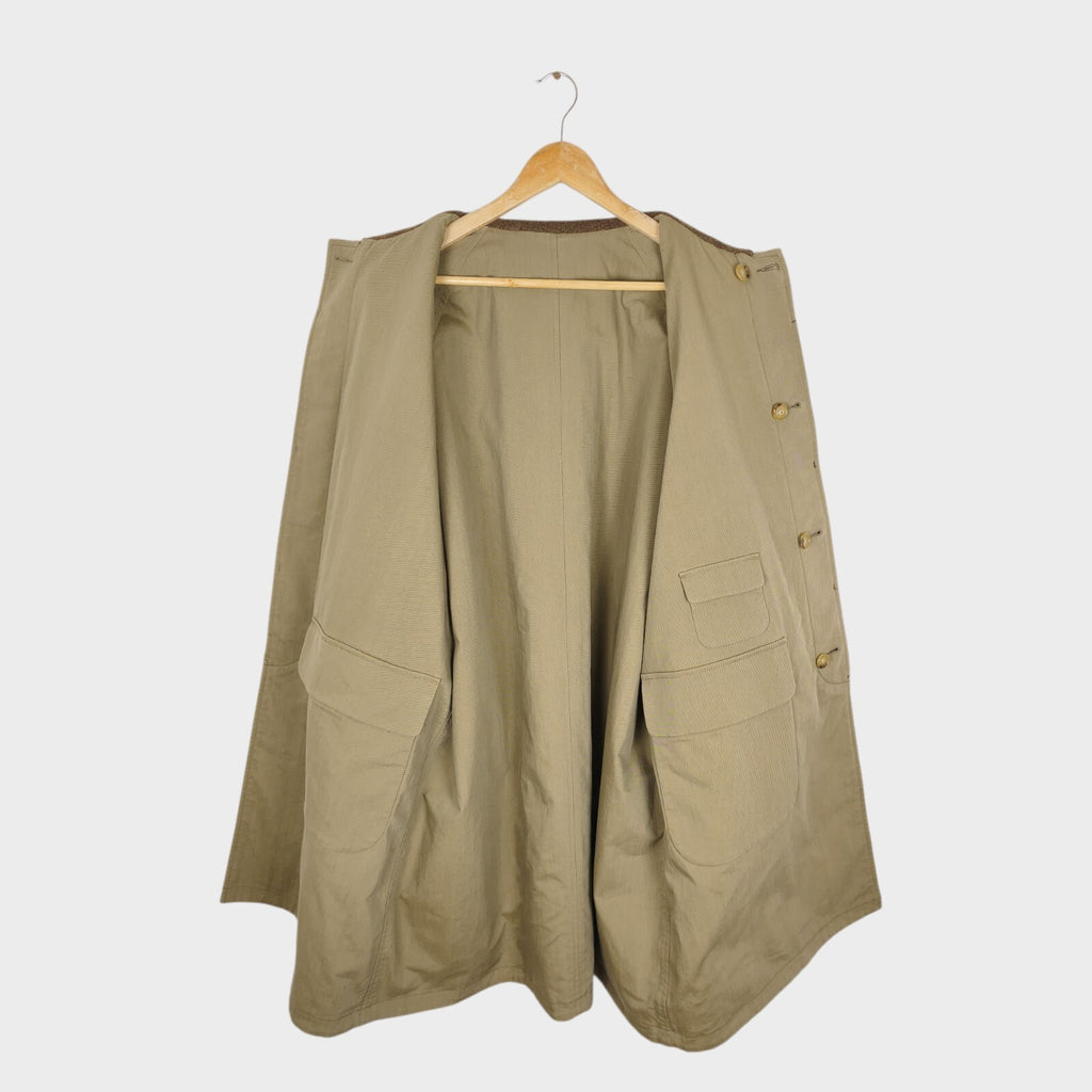 BEAMS PLUS Men's Brown Heavyweight 100% Wool Reversible Balmacaan Coat