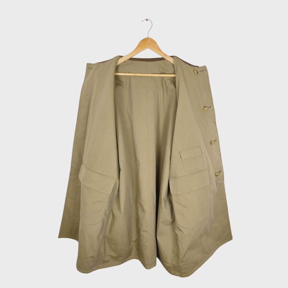 BEAMS PLUS Men's Brown Heavyweight 100% Wool Reversible Balmacaan Coat