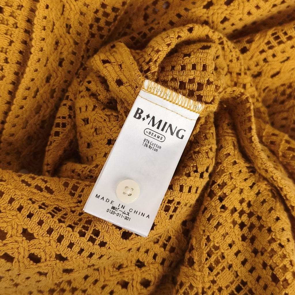 BEAMS B:MING Men's Yellow Crochet Short Sleeved Shirt