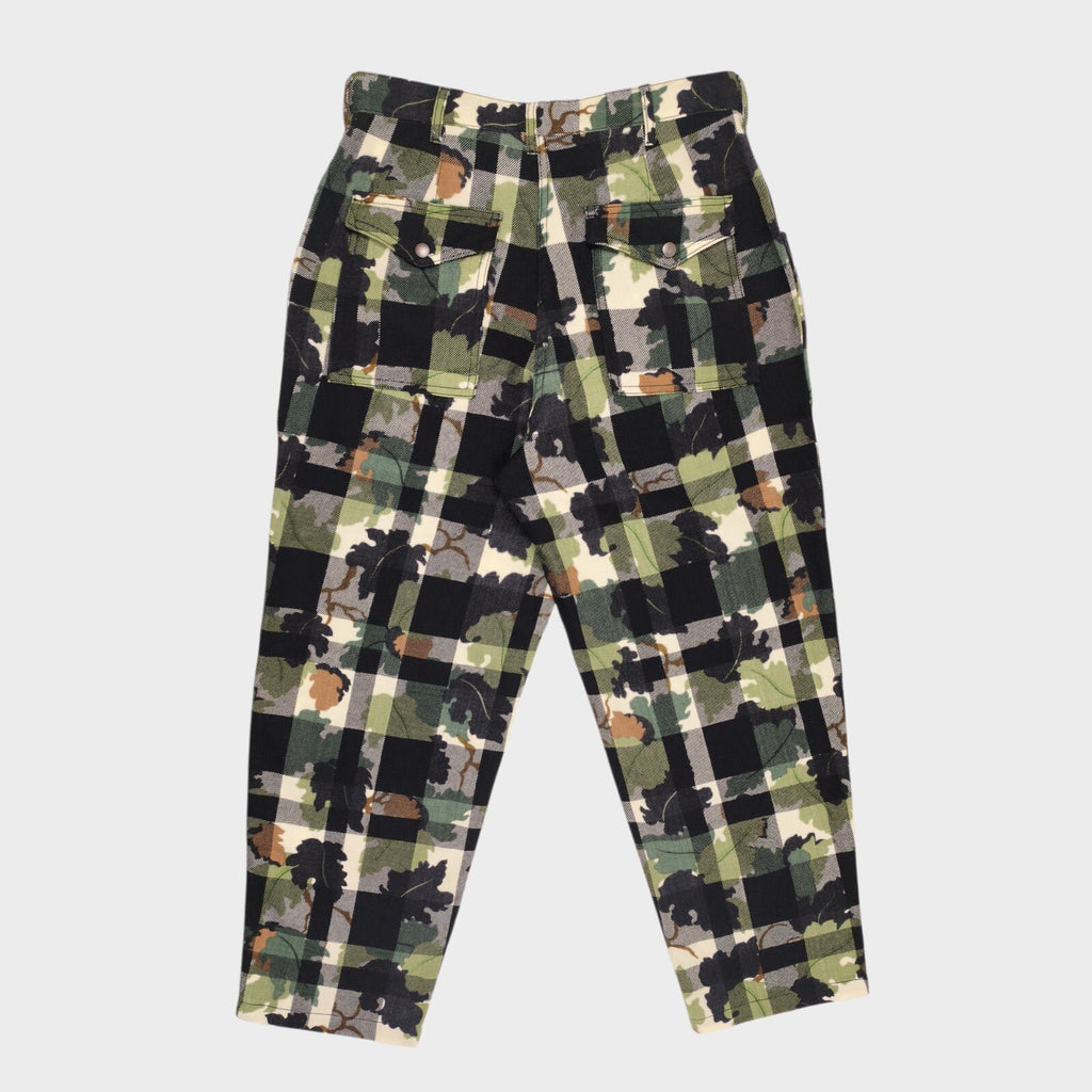 BEAMS PLUS Men's 100% Wool Check Camouflage Bush Cargo Trousers