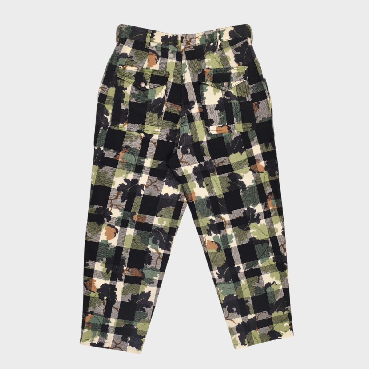 BEAMS PLUS Men's 100% Wool Check Camouflage Bush Cargo Trousers
