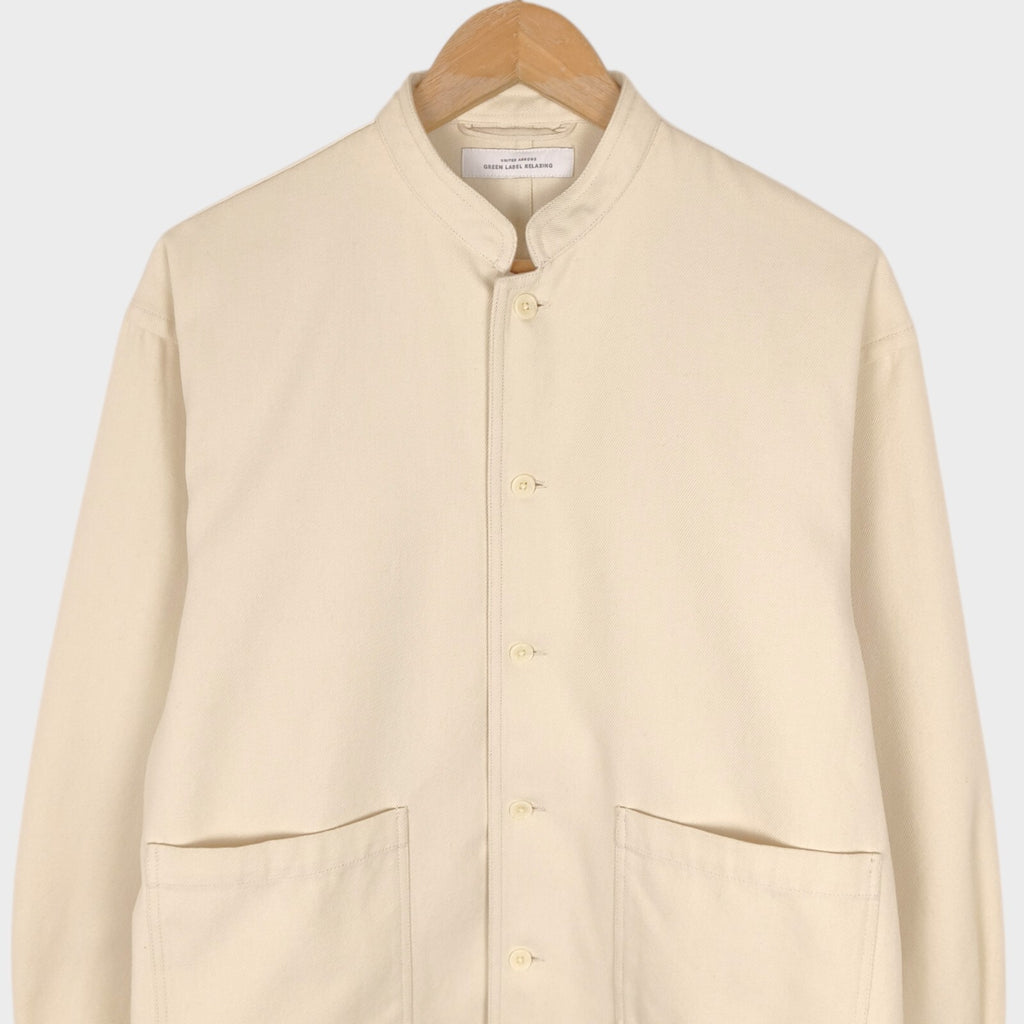 UNITED ARROWS Men's Ecru Mandarin Collar Chore Jacket