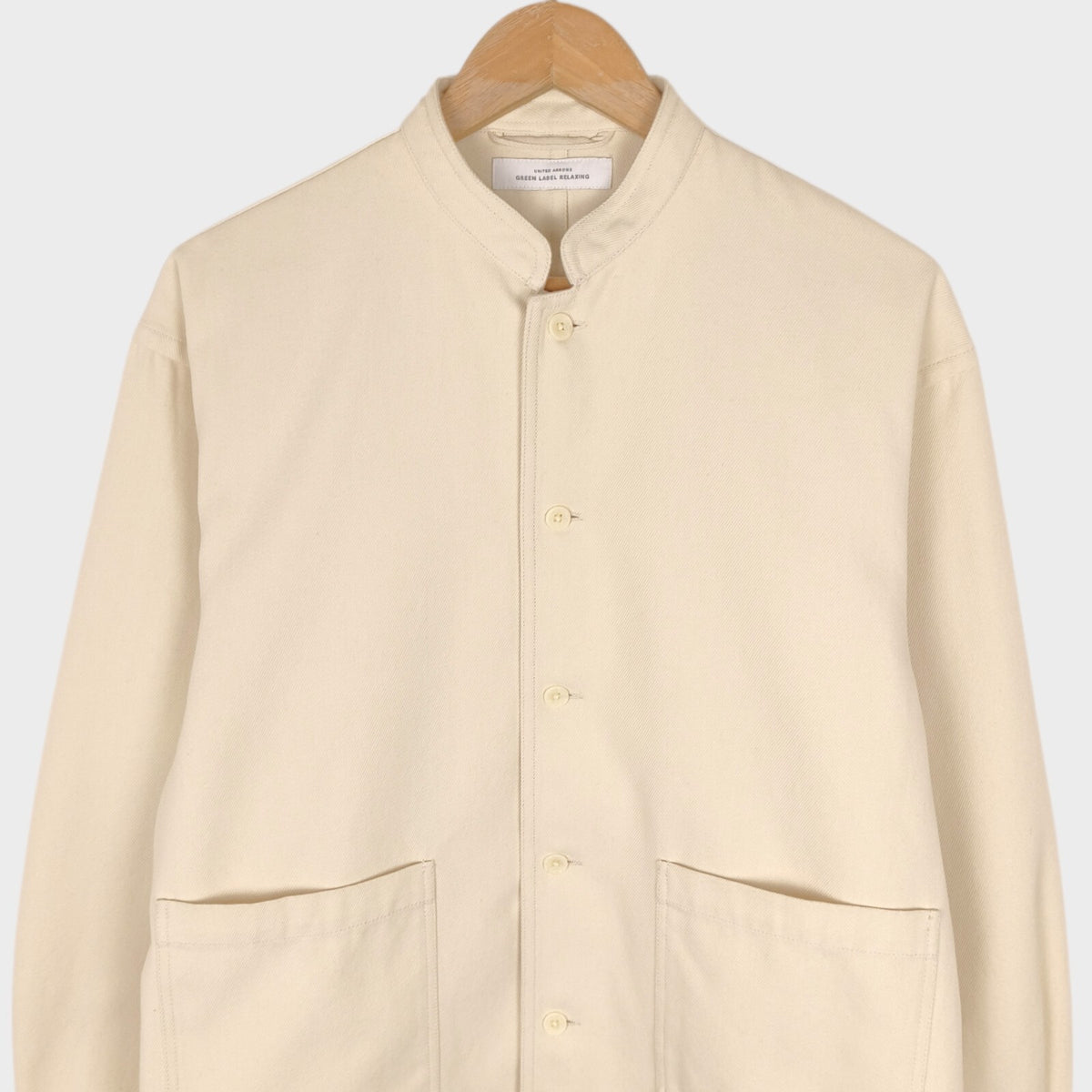 UNITED ARROWS Men's Ecru Mandarin Collar Chore Jacket