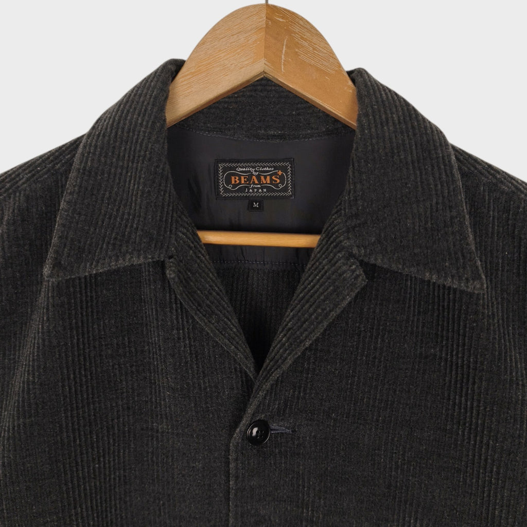 BEAMS PLUS Men's Dark Grey Wool Corduroy Chore Jacket