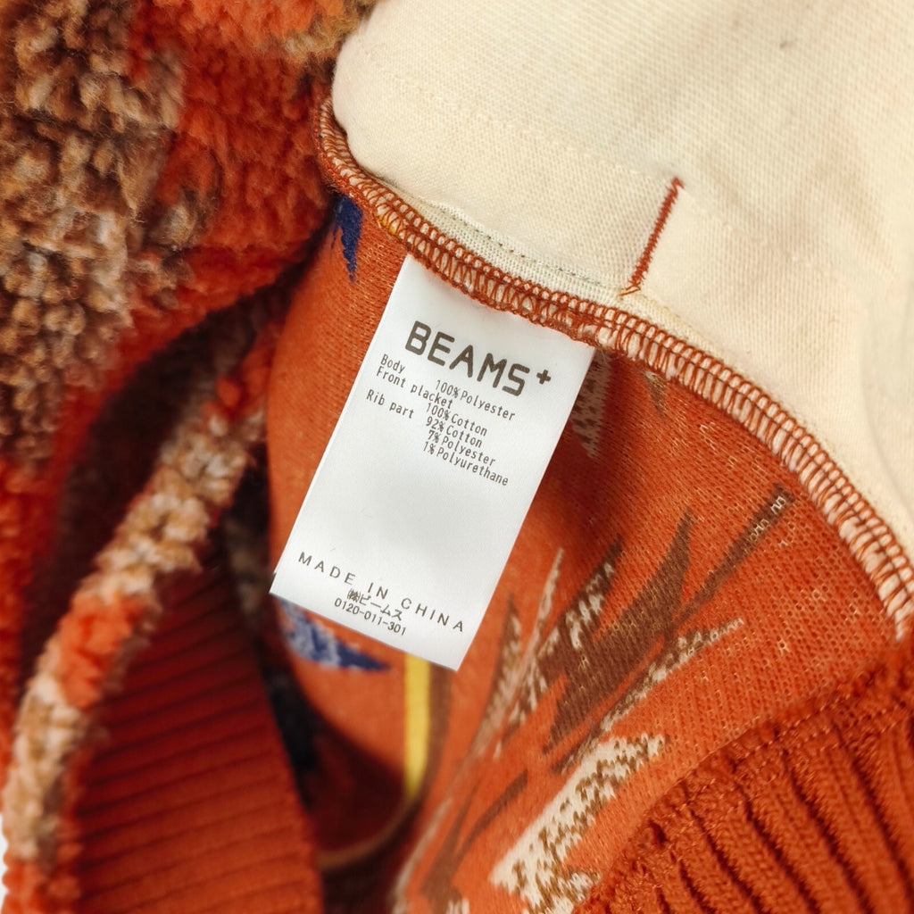 BEAMS PLUS Men's Navajo Fleece Jacquard Pattern Cardigan