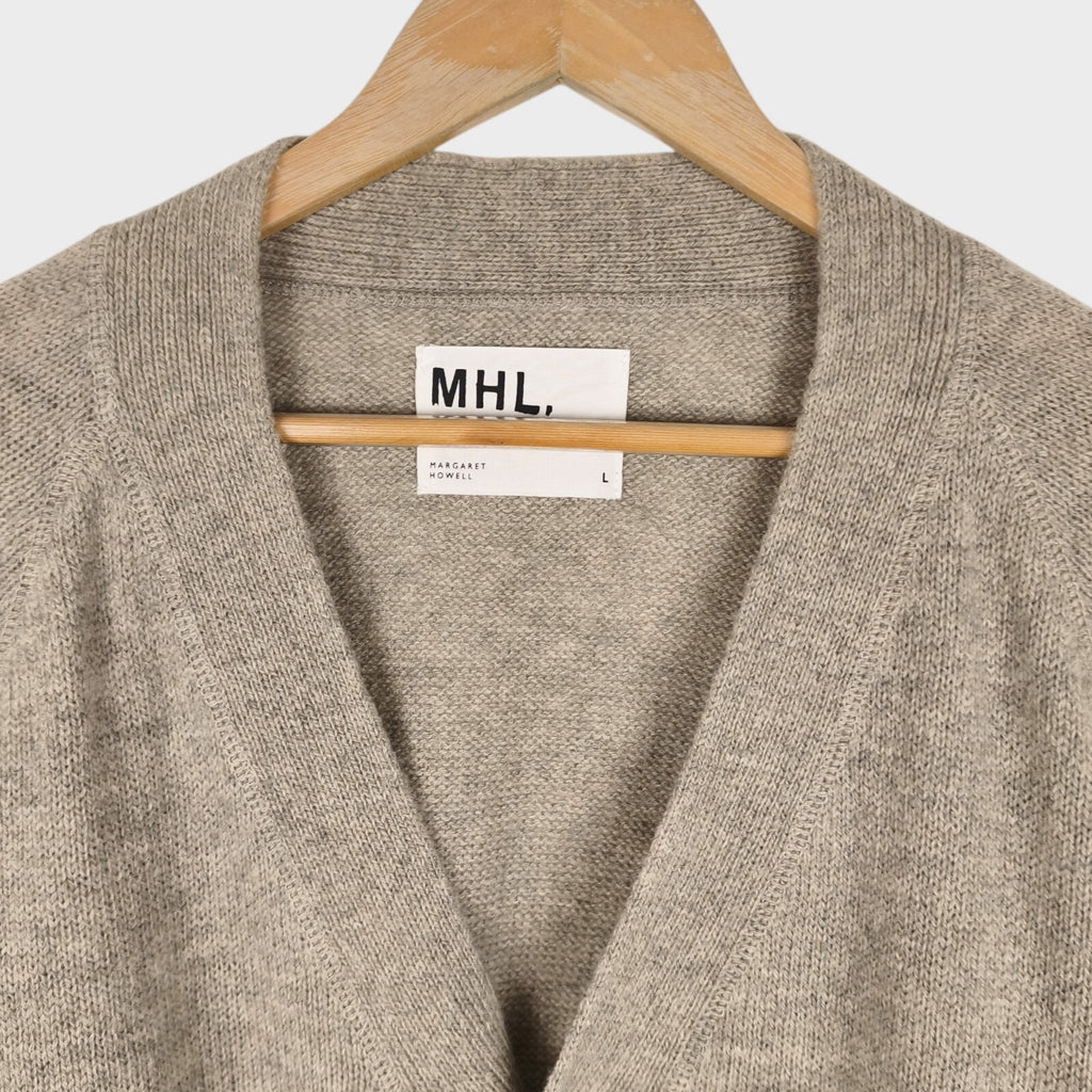MHL MARGARET HOWELL Men's Oatmeal 100% Wool Knit Cardigan