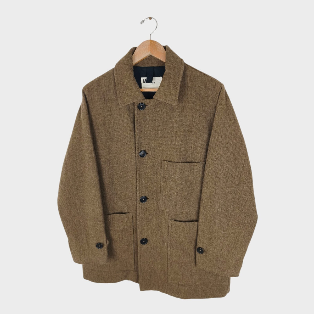 MHL MARGARET HOWELL Women's Olive Green Wool Linen Blend Coat Jacket