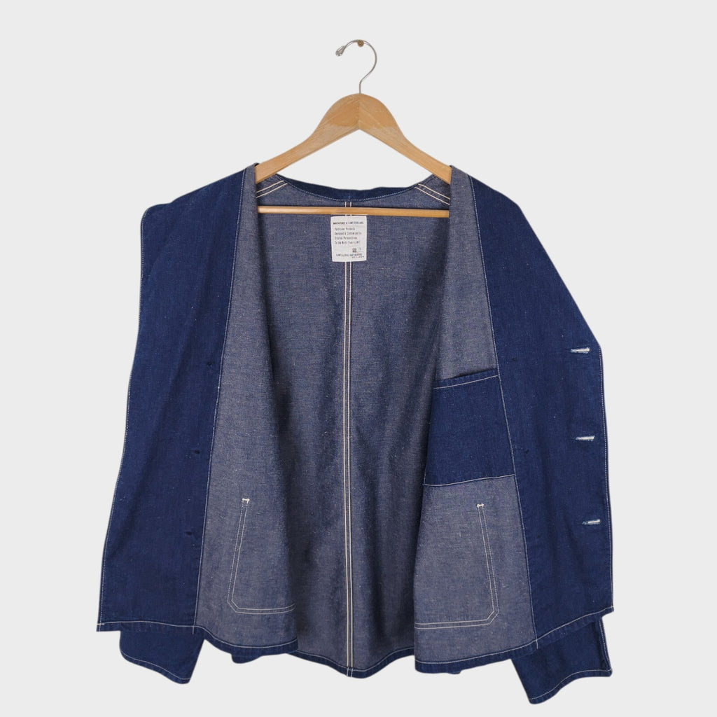 H.UNIT Men's Made in Japan Blue Denim Double-Breasted Chore Jacket