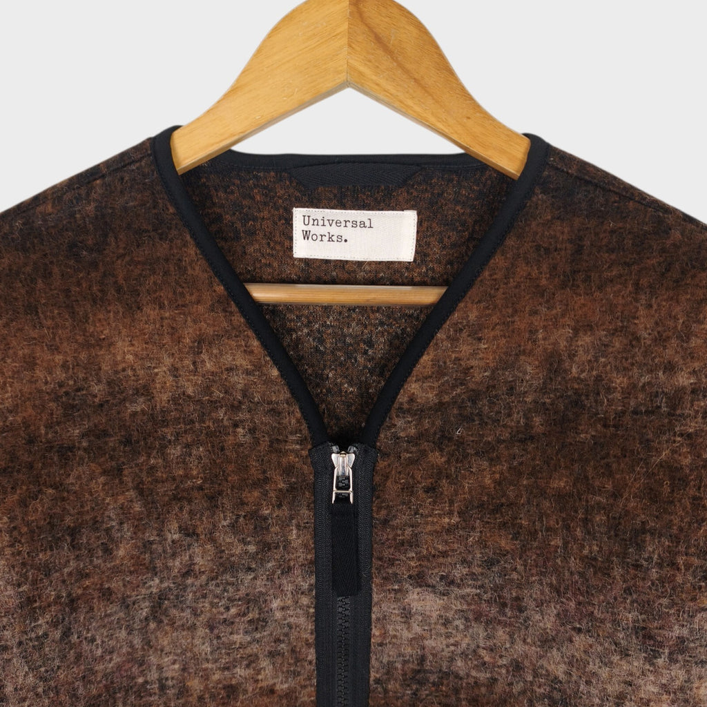 UNIVERSAL WORKS Men's Brown Ombre Wool Fleece Zip Liner Jacket