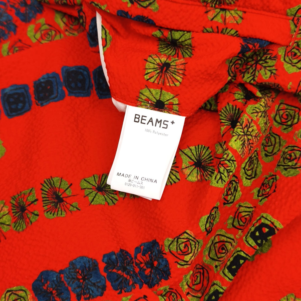 BEAMS PLUS Men's Red Komatsu Seersucker Floral Print Shorts