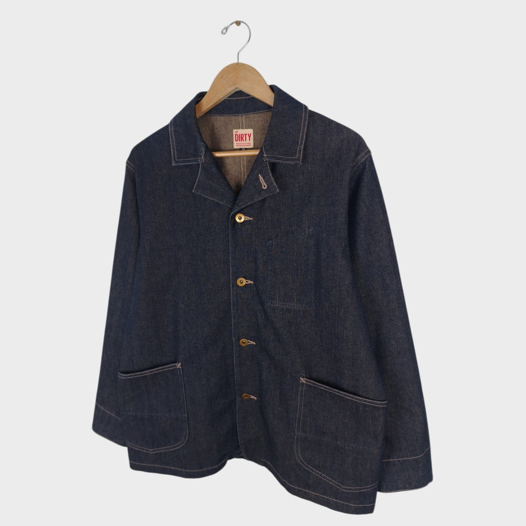 AT-DIRTY Men's Dark Blue Made in Japan Denim Chore Jacket