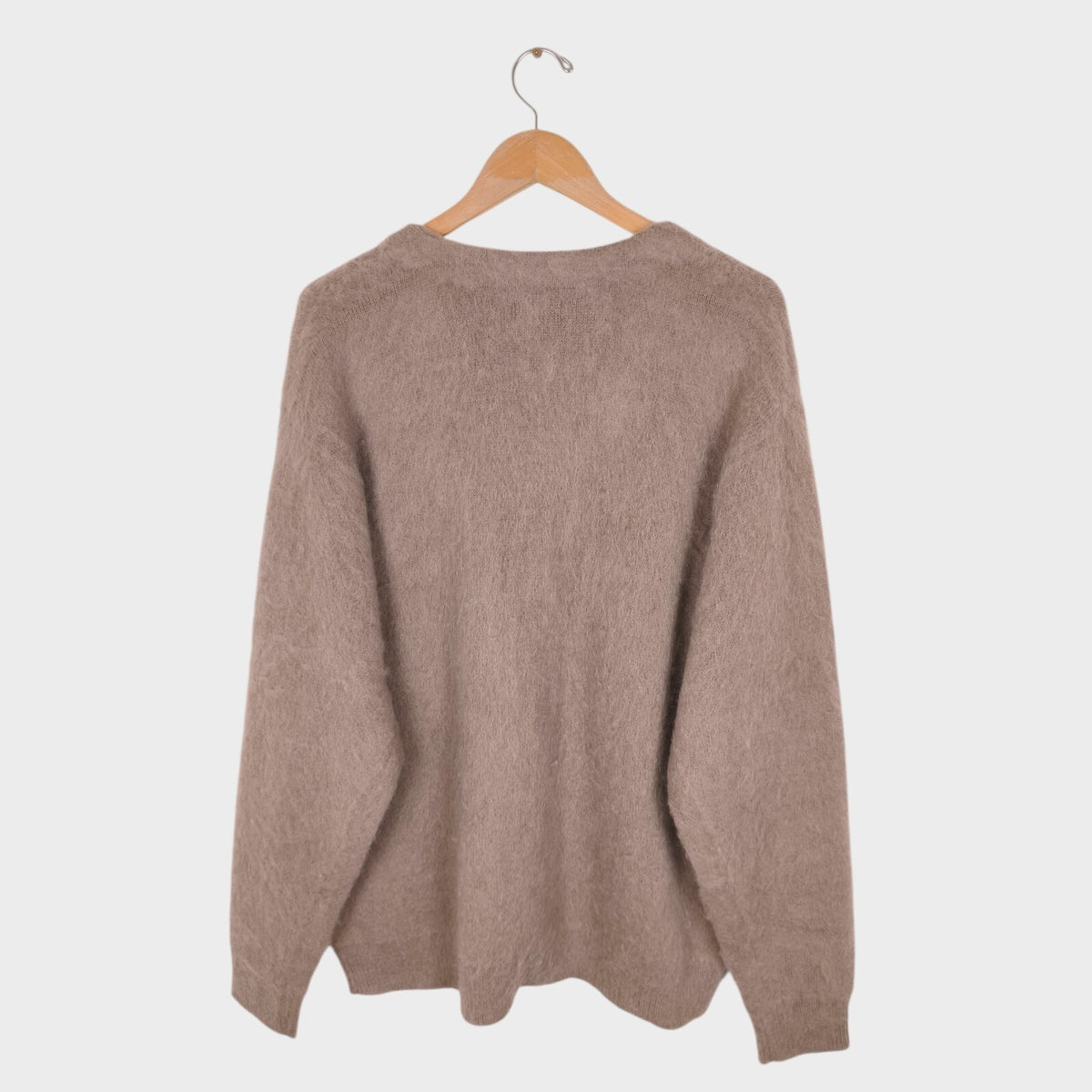 BEAMS Men's Taupe Mohair Blend Shaggy Grunge Cardigan