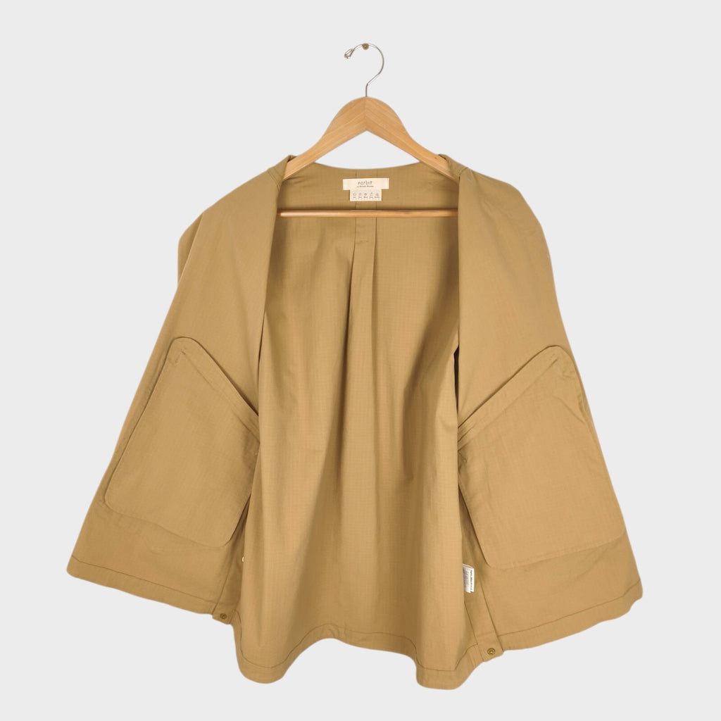 NORBIT BY HIROSHI NOZAWA Men's Beige Side Slit Fatigue Utility Jacket