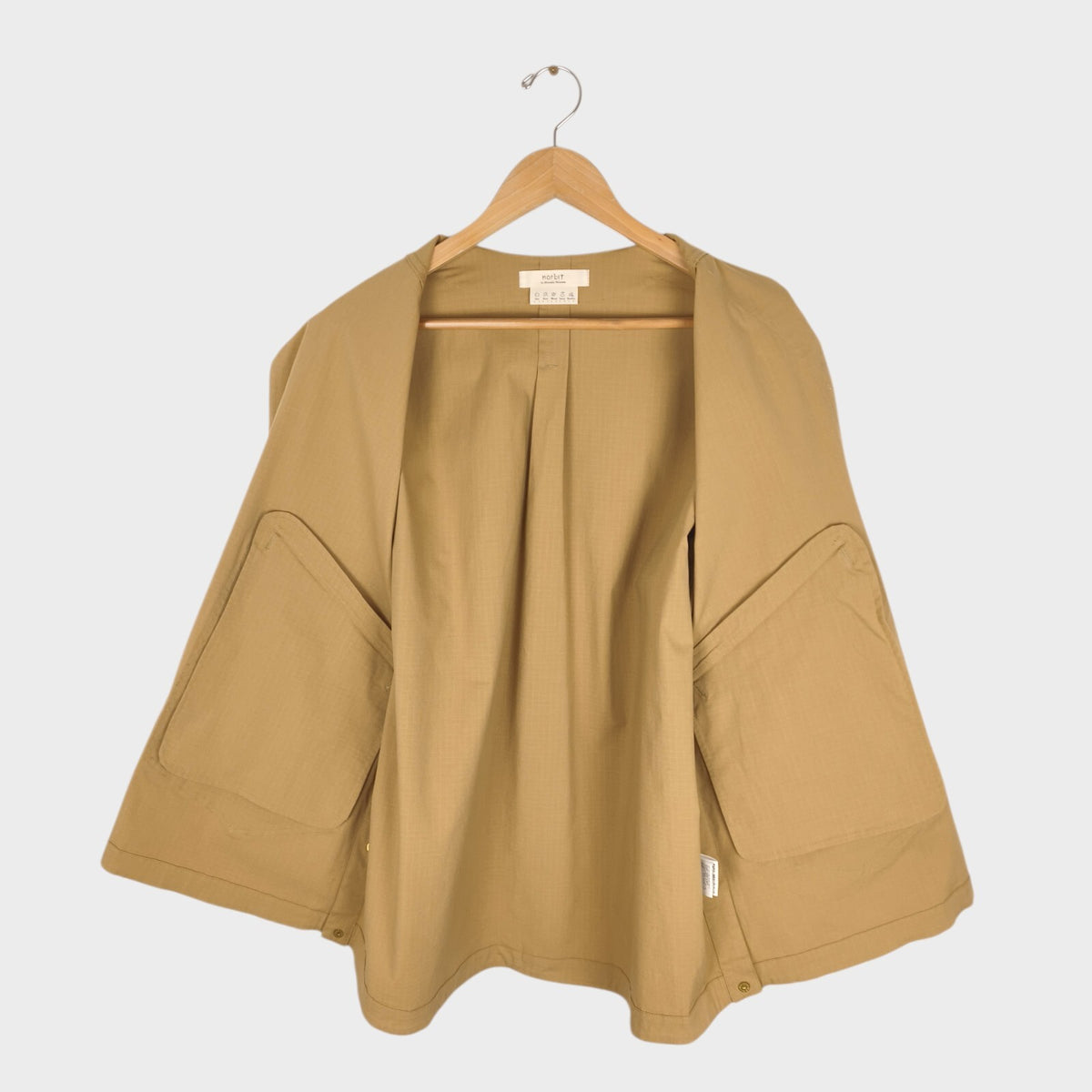 NORBIT BY HIROSHI NOZAWA Men's Beige Side Slit Fatigue Utility Jacket