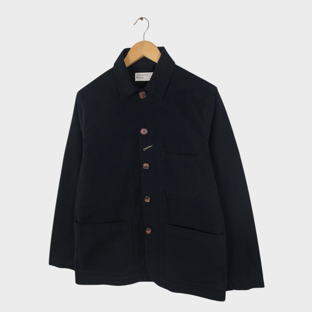UNIVERSAL WORKS Men's Black Brushed Flannel Bakers Chore Jacket