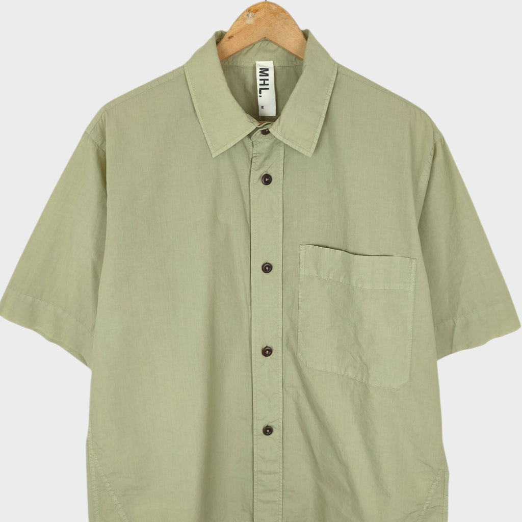 MHL MARGARET HOWELL Men's Pistachio Green Relaxed Fit Cotton Linen Shirt