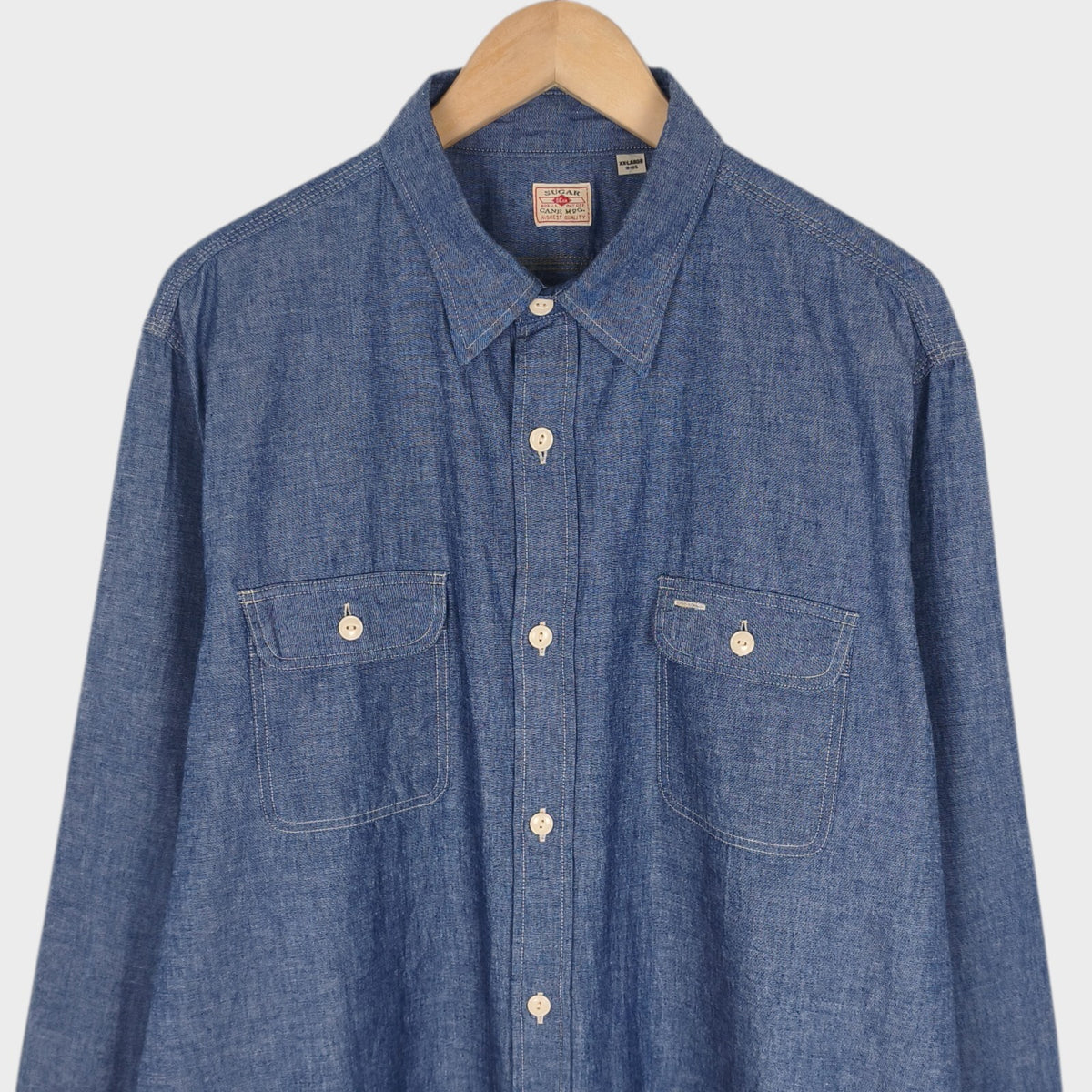 SUGAR CANE Men's Made in Japan Blue Chambray Work Shirt