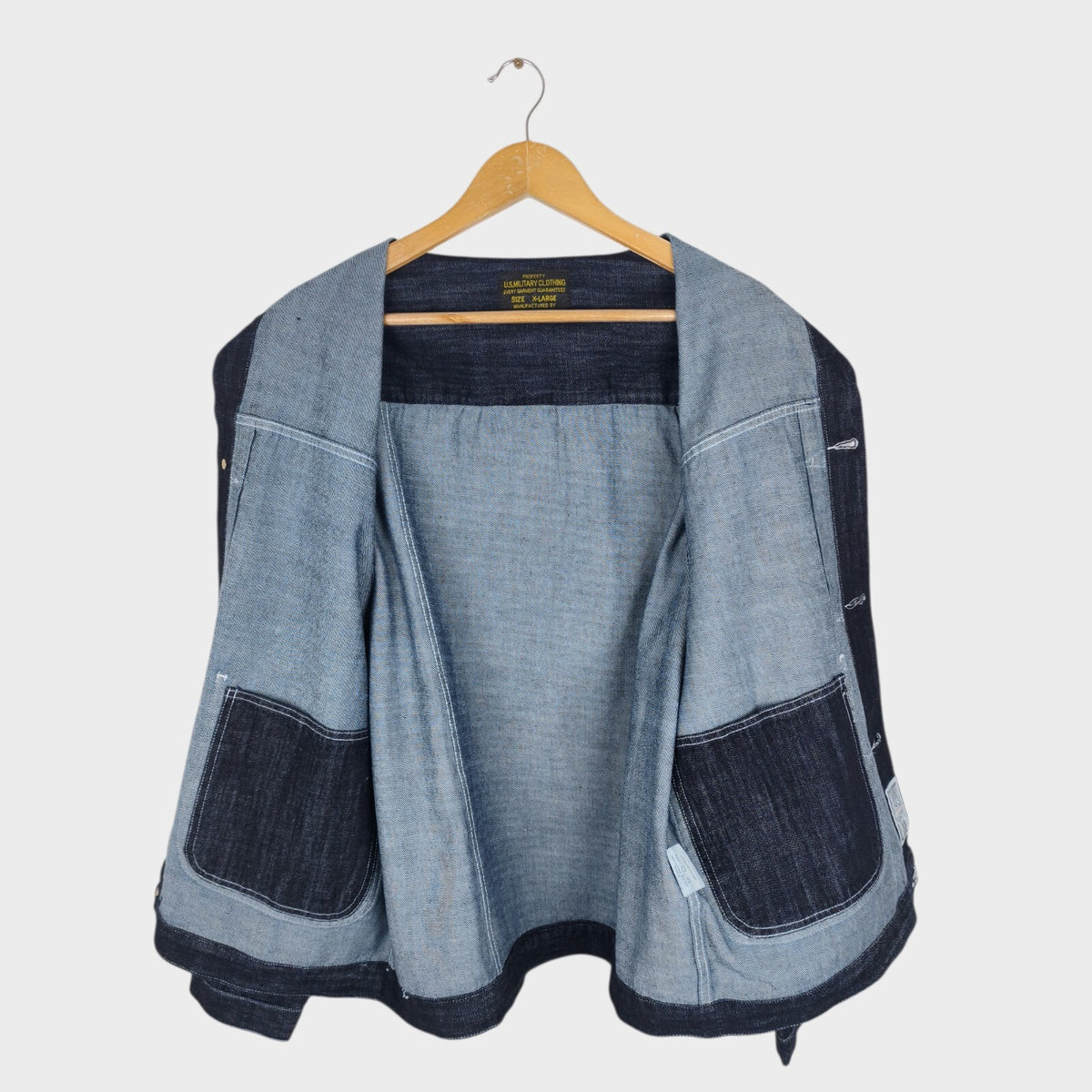 OKONKWO MFG Men's Dark Blue Embroidered Western Denim Jacket