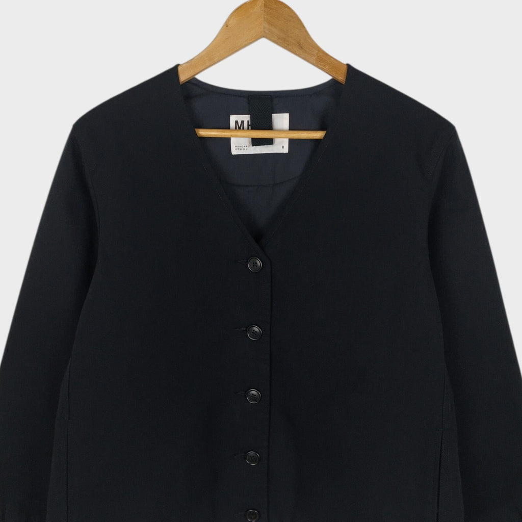 MHL MARGARET HOWELL Women's Black V-Neck Padded Jacket