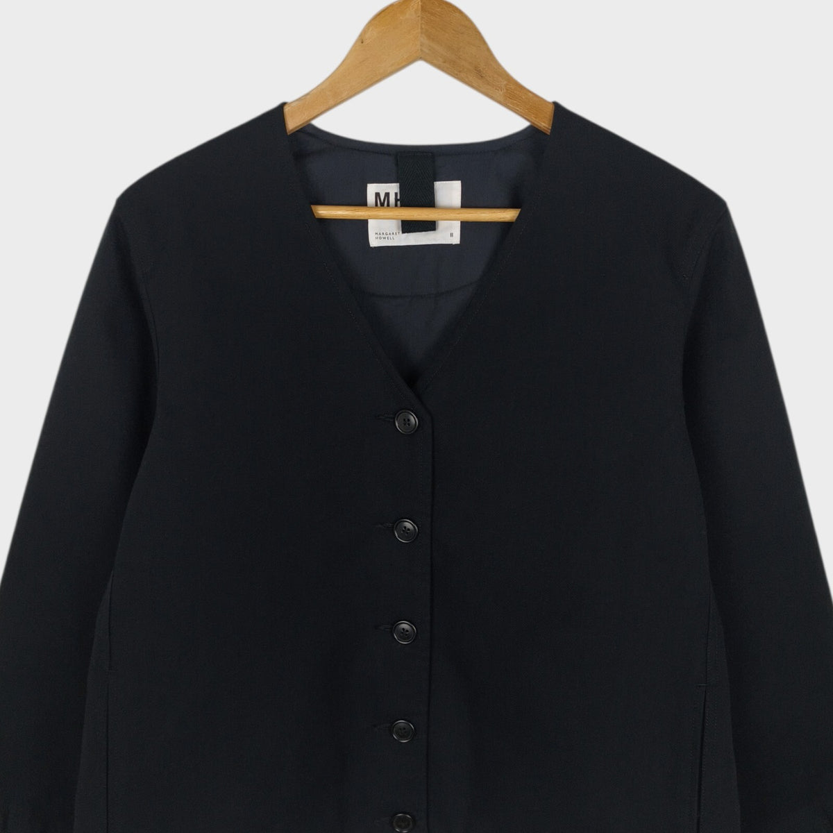 MHL MARGARET HOWELL Women's Black V-Neck Padded Jacket