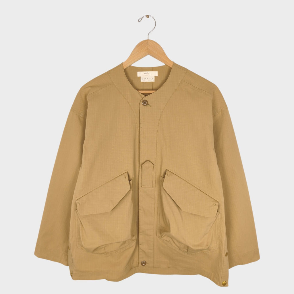 NORBIT BY HIROSHI NOZAWA Men's Beige Side Slit Fatigue Utility Jacket