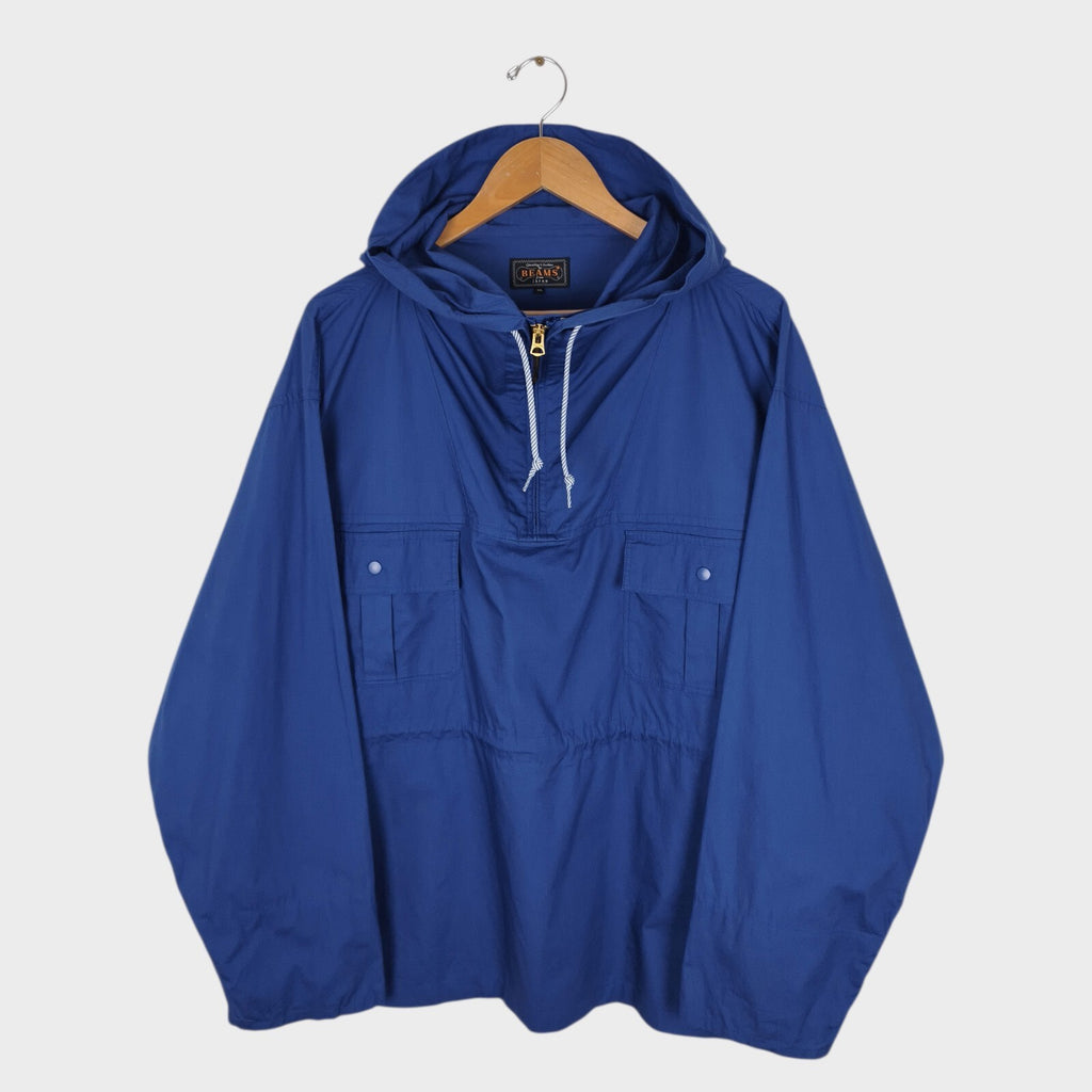 BEAMS PLUS Men's Blue Oversized Smock Anorak Parka Jacket