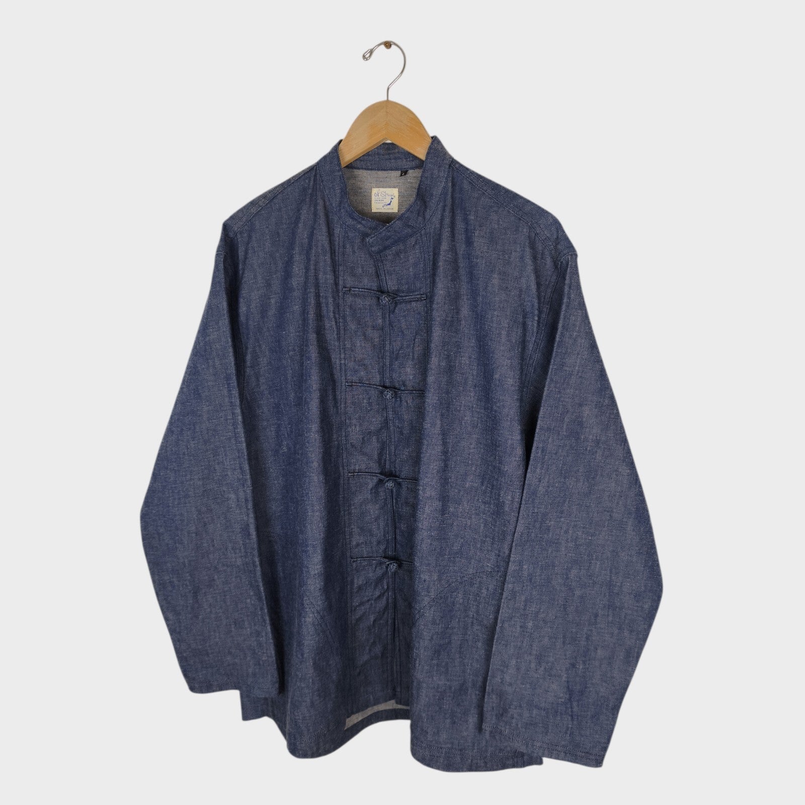 ORSLOW Men's Made in Japan Blue Denim Chinese Kung Fu Jacket