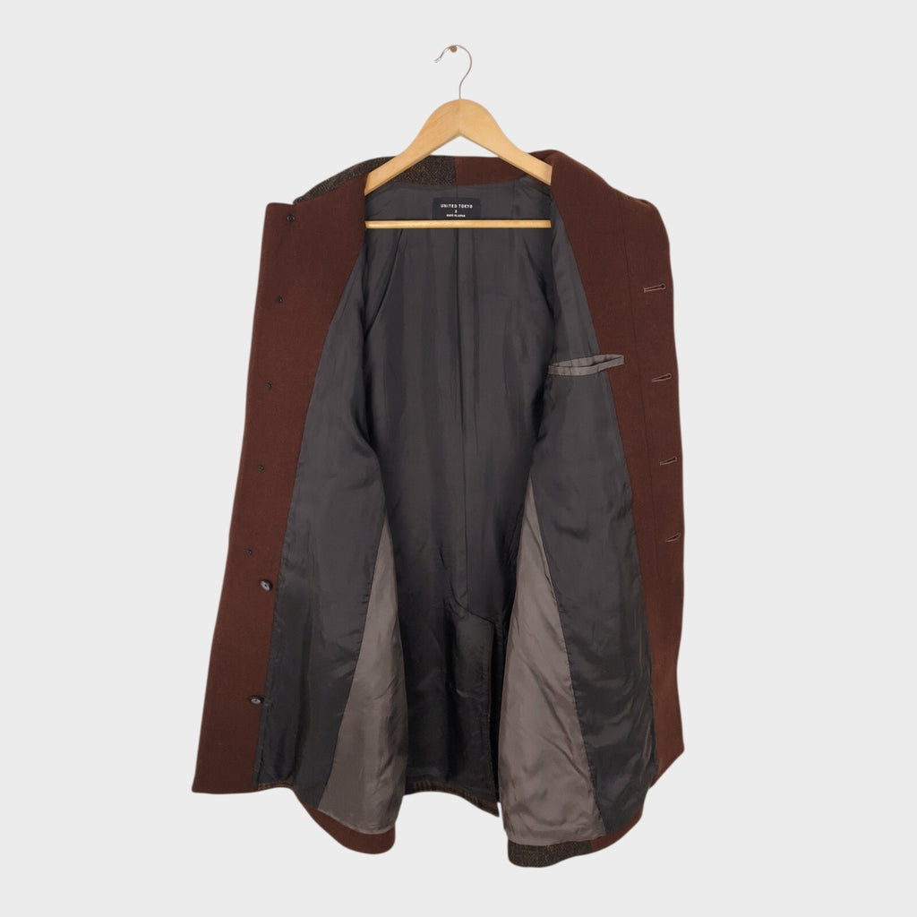 UNITED TOKYO Men's Made in Japan Wool Blend Patchwork Coat