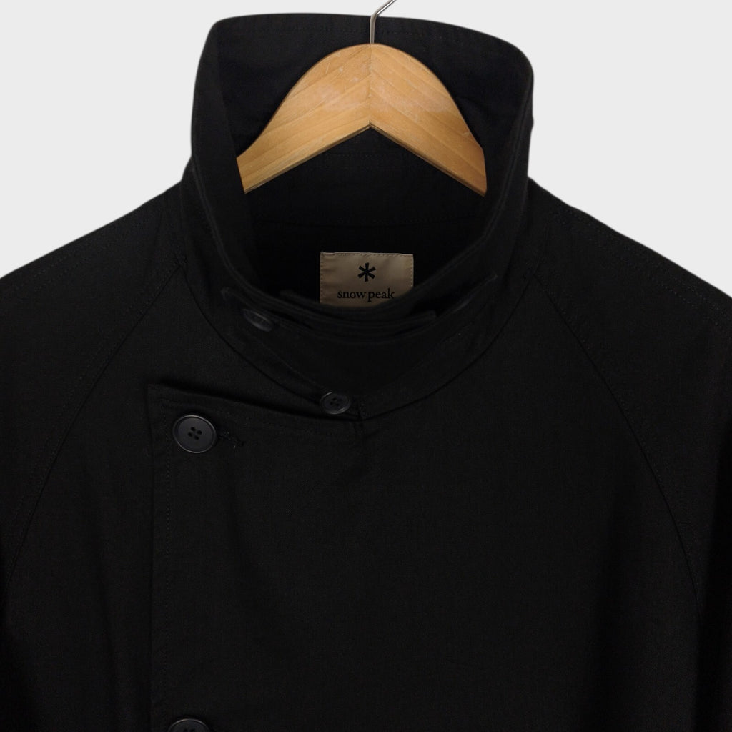 SNOW PEAK Men's Black Takibi Spec Utility Trench Coat