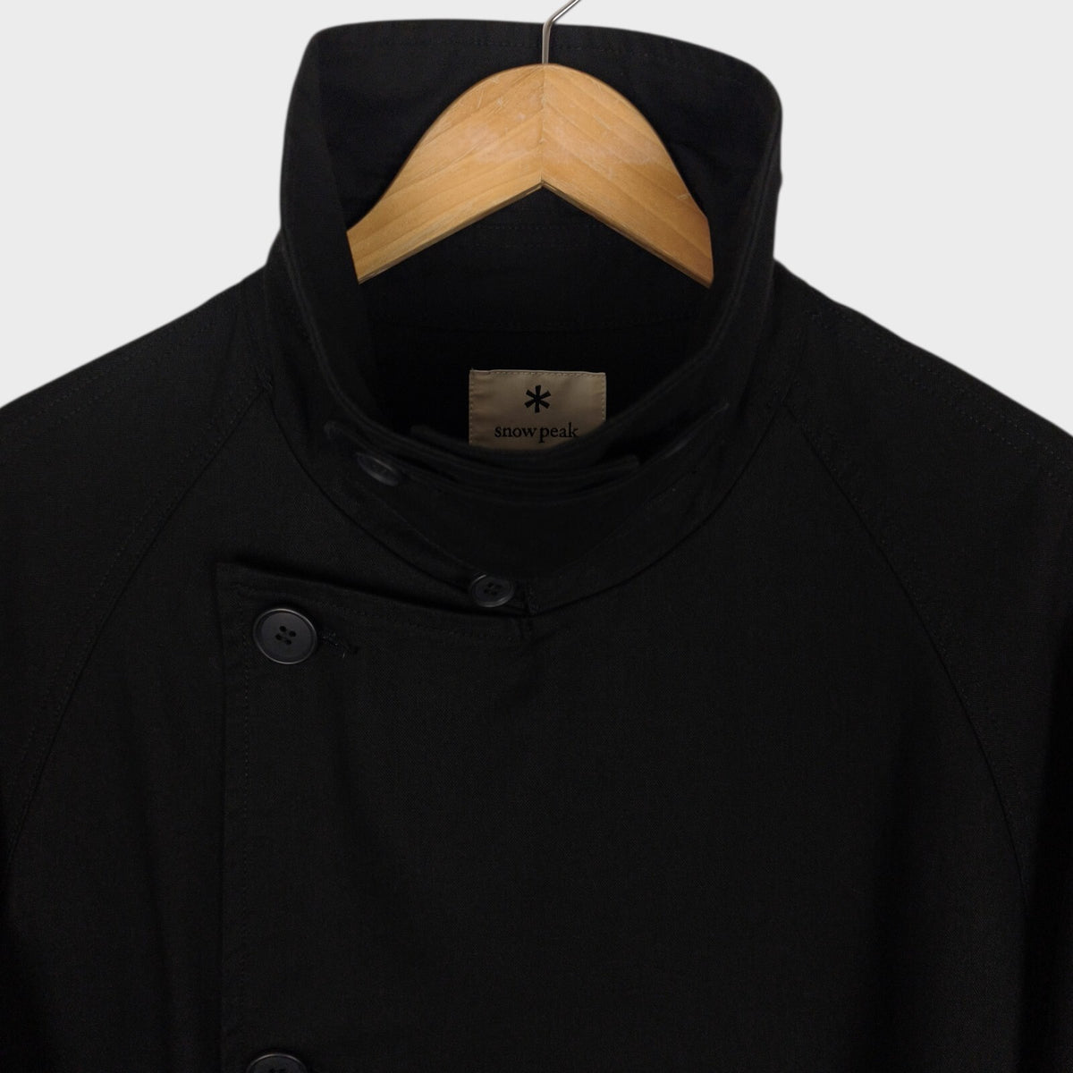 SNOW PEAK Men's Black Takibi Spec Utility Trench Coat