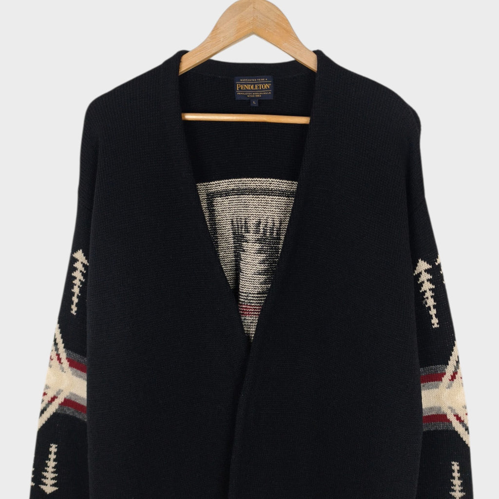 PENDLETON Men's Navajo Jacquard Wool Blend Open Cardigan