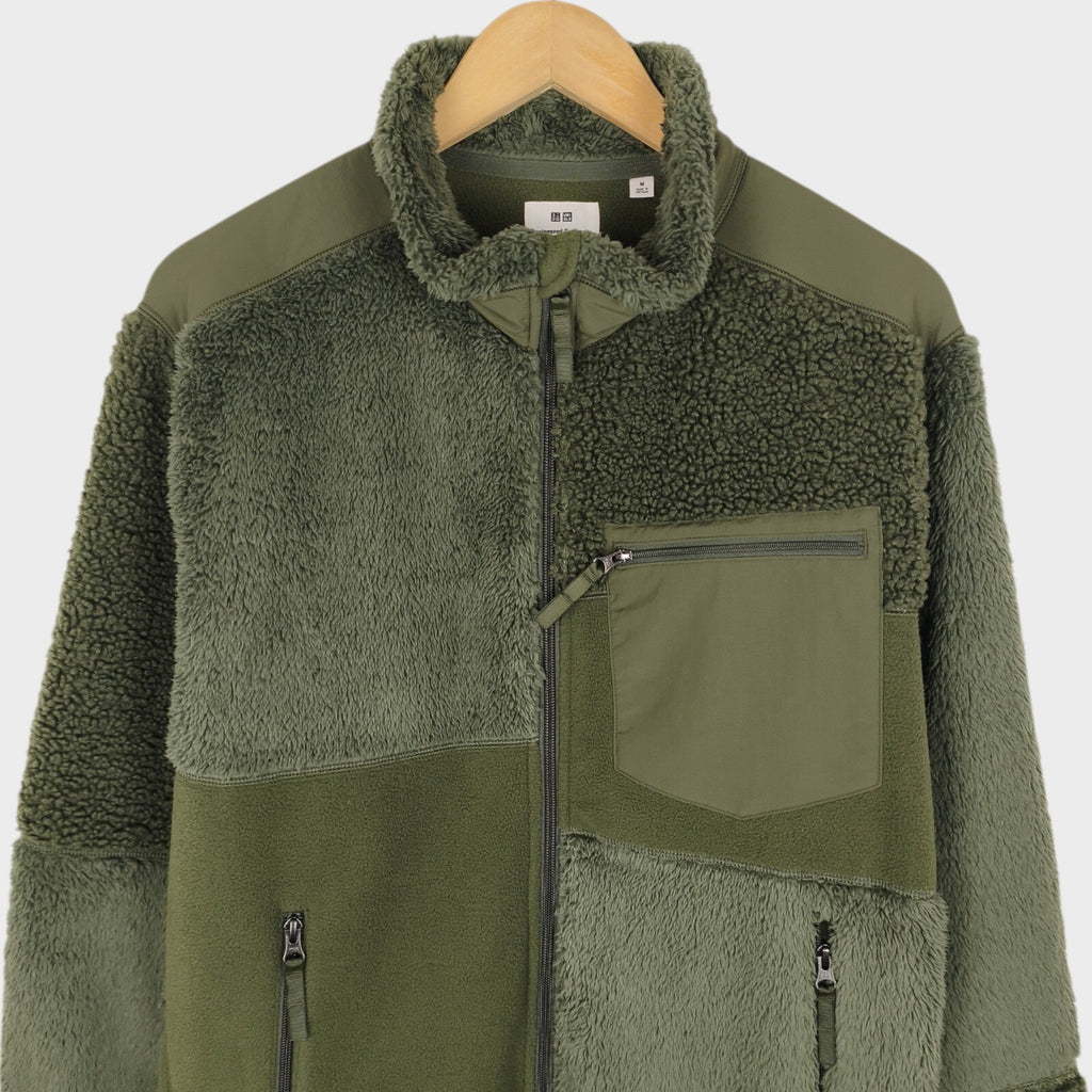 ENGINEERED GARMENTS x UNIQLO Men's Green Patchwork Fleece Zip Jacket