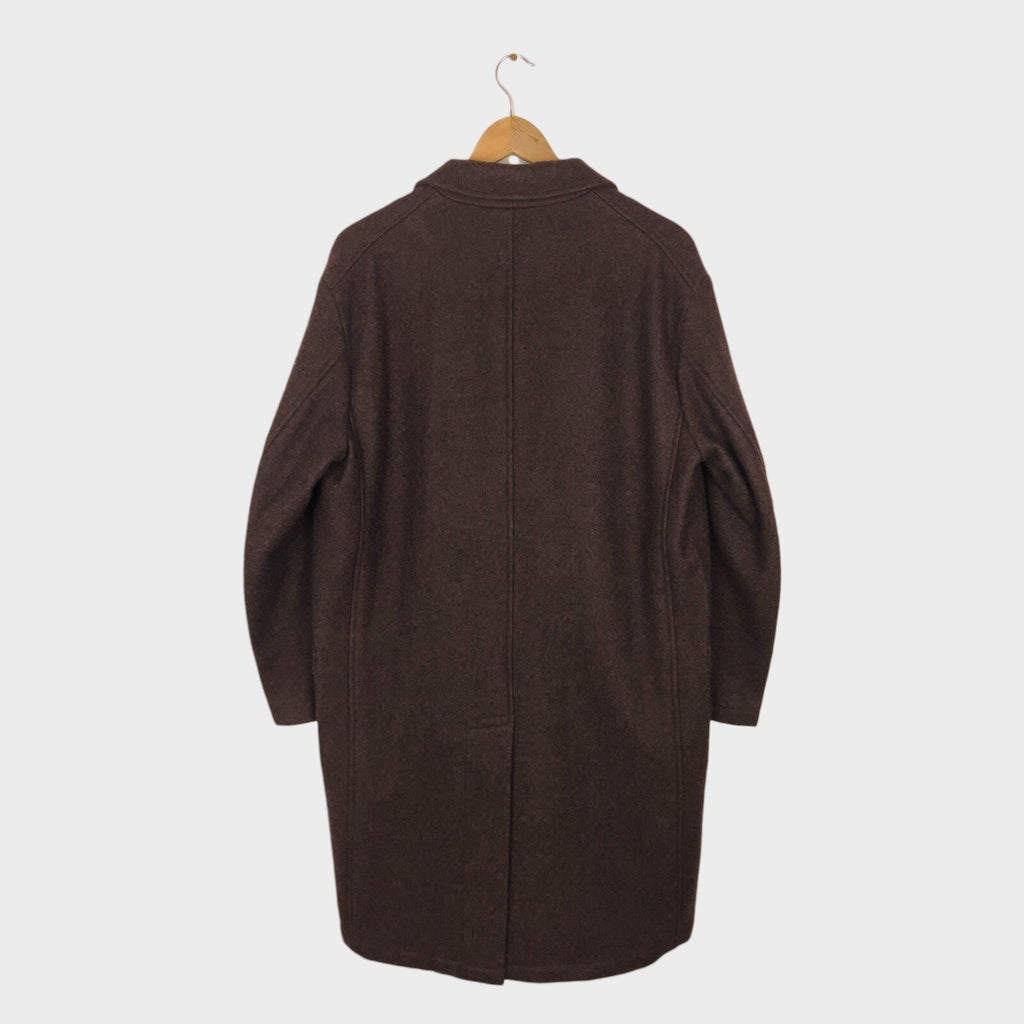 MHL MARGARET HOWELL Men's Brown Heavyweight 100% Melton Wool Coat