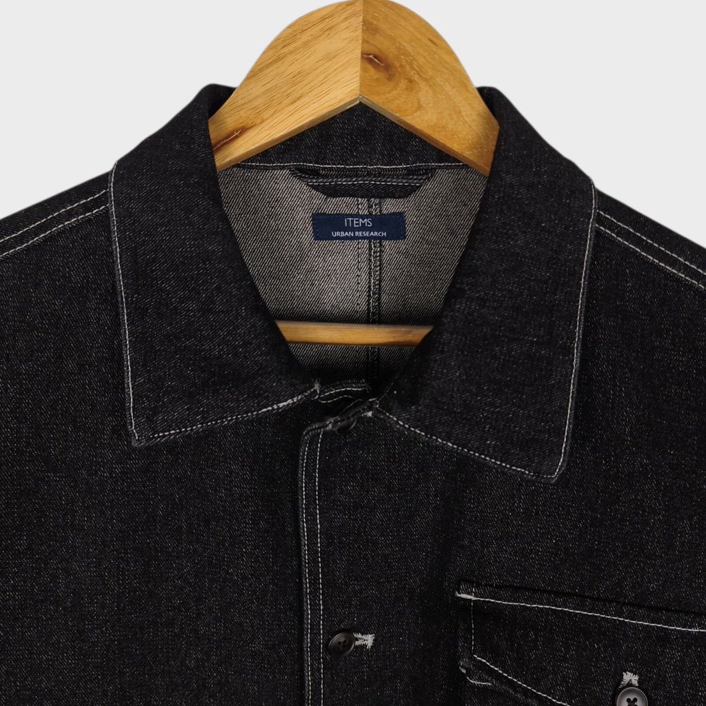 URBAN RESEARCH Men's Black Denim Chore Jacket