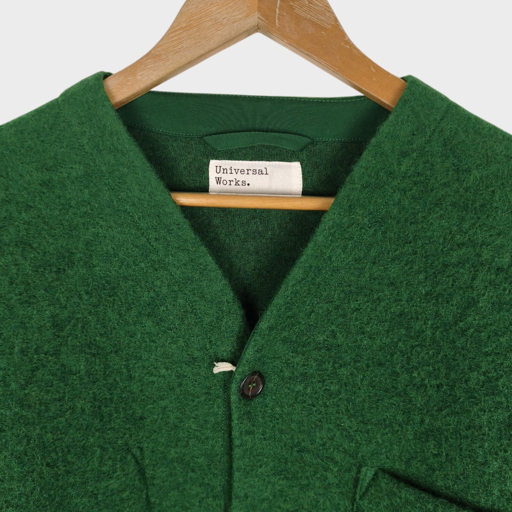 UNIVERSAL WORKS Men's Green Wool Fleece Cardigan