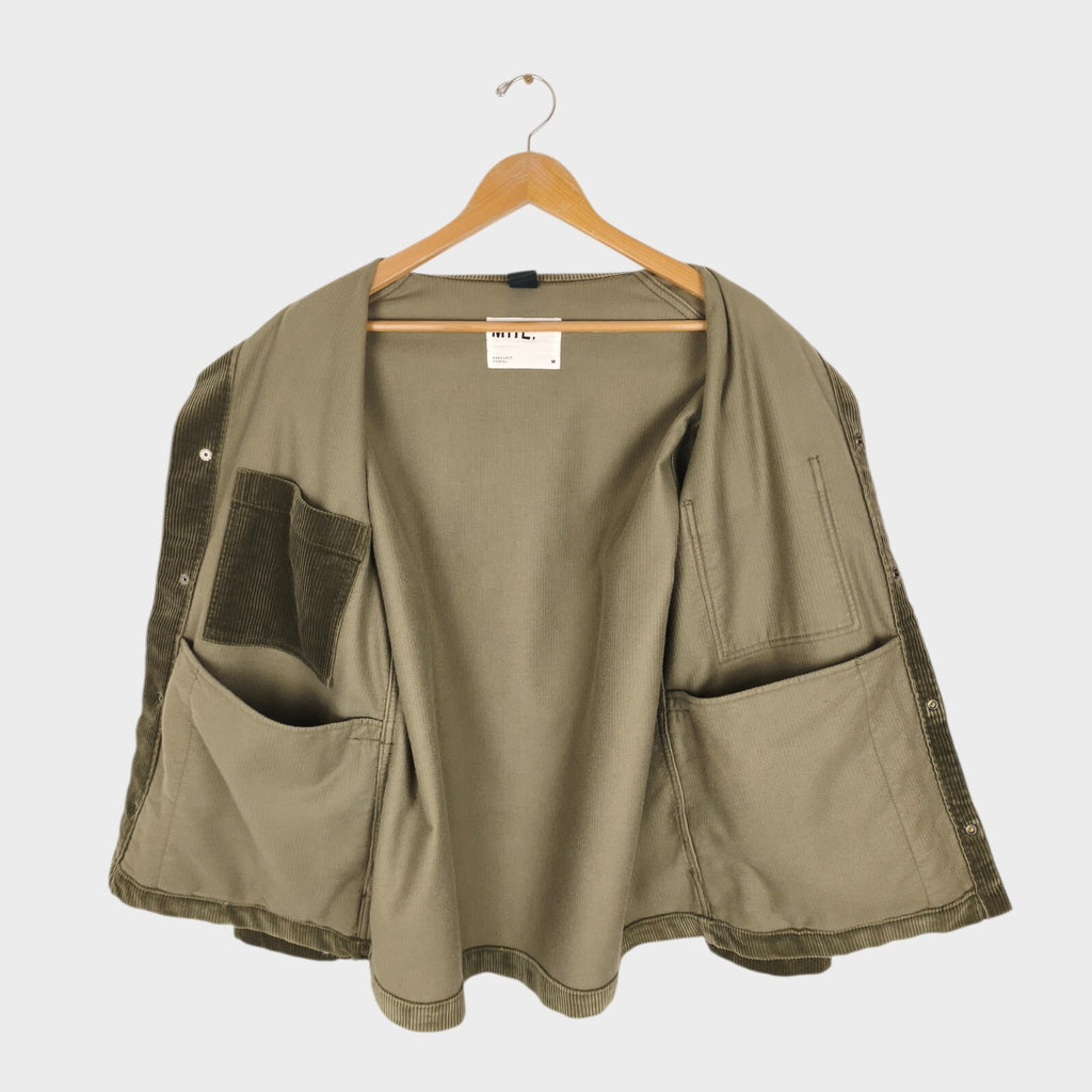 MHL MARGARET HOWELL Men's Olive Green Heavyweight Corduroy Chore Jacket