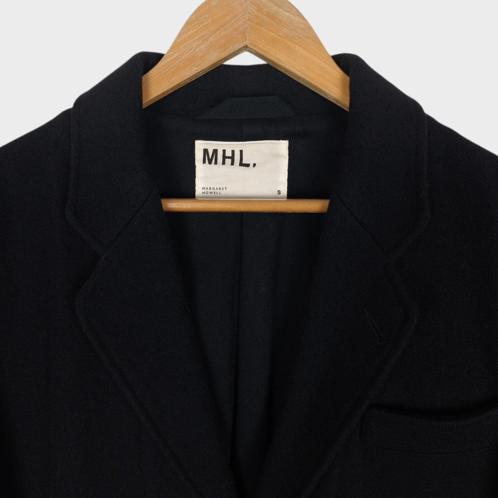 MHL MARGARET HOWELL Men's Black Heavyweight 100% Melton Wool Coat