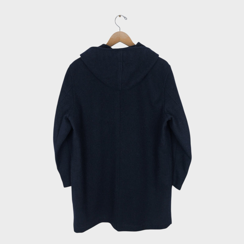 MHL MARGARET HOWELL Men's Dark Navy Blue 100% Wool Hooded Coat