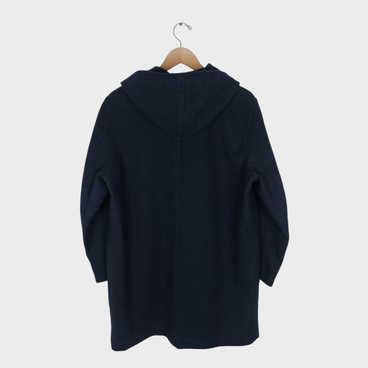 MHL MARGARET HOWELL Men's Dark Navy Blue 100% Wool Hooded Coat