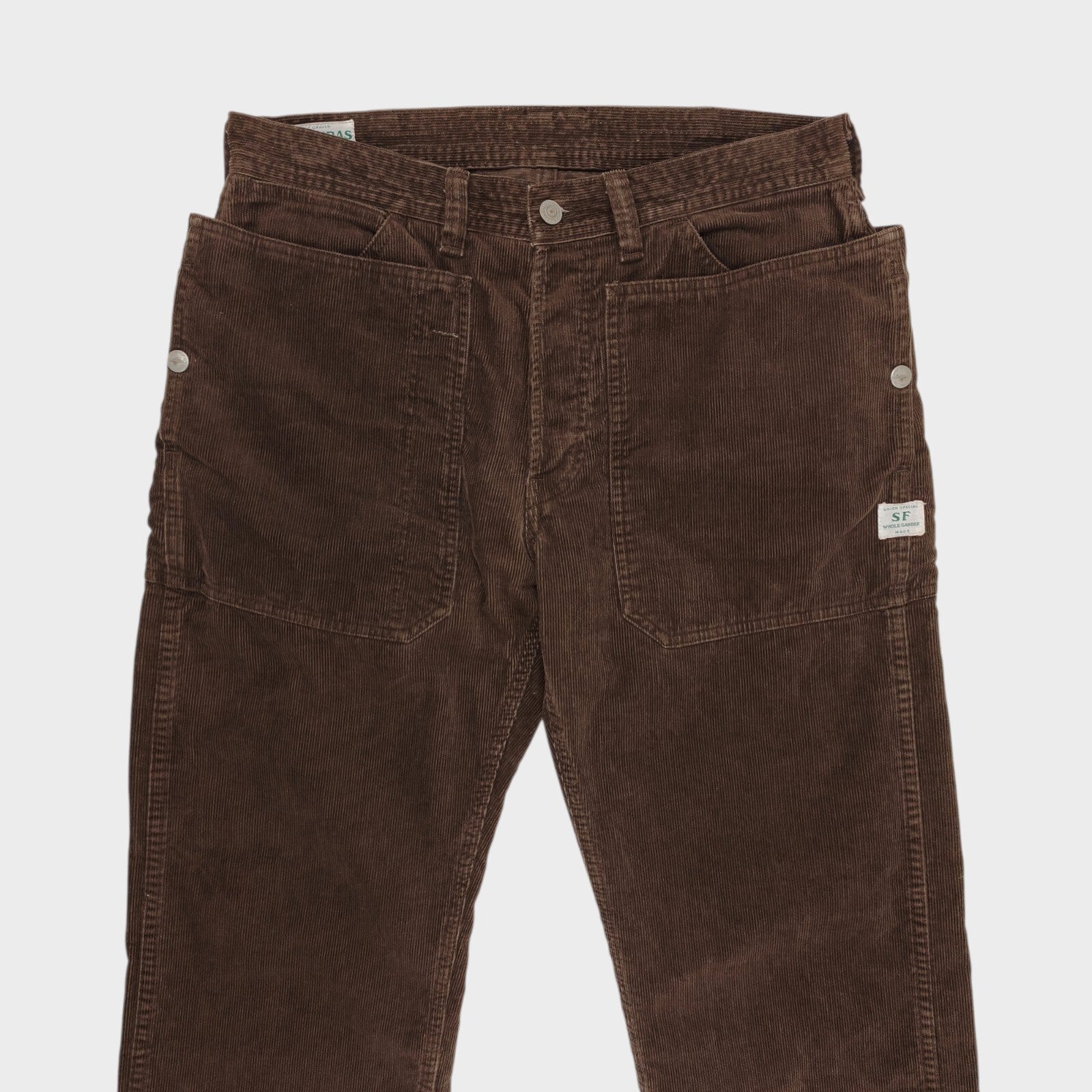 SASSAFRAS Men's Made in Japan Brown Corduroy Fall Leaf Cargo Trousers
