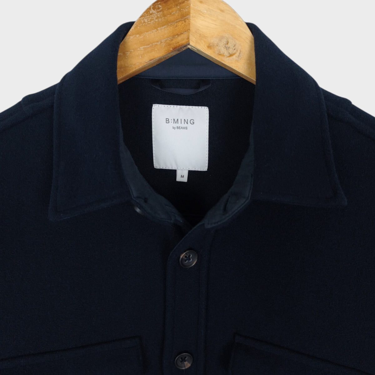 BEAMS B:MING Men's Navy Blue Hybrid Melton Fleece Blouson Jacket