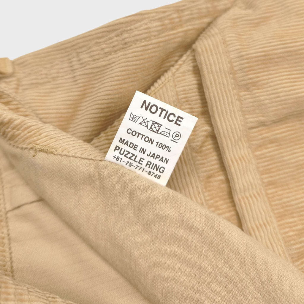 SASSAFRAS Men's Made in Japan Beige Overgrown Fatigue Corduroy Cargo Shorts