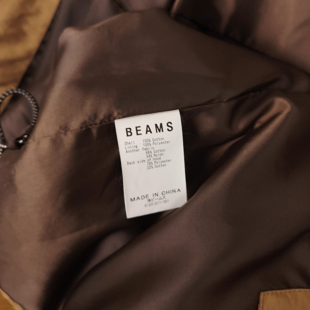 BEAMS Men's Camel Oversized Fit Corduroy Parka Jacket