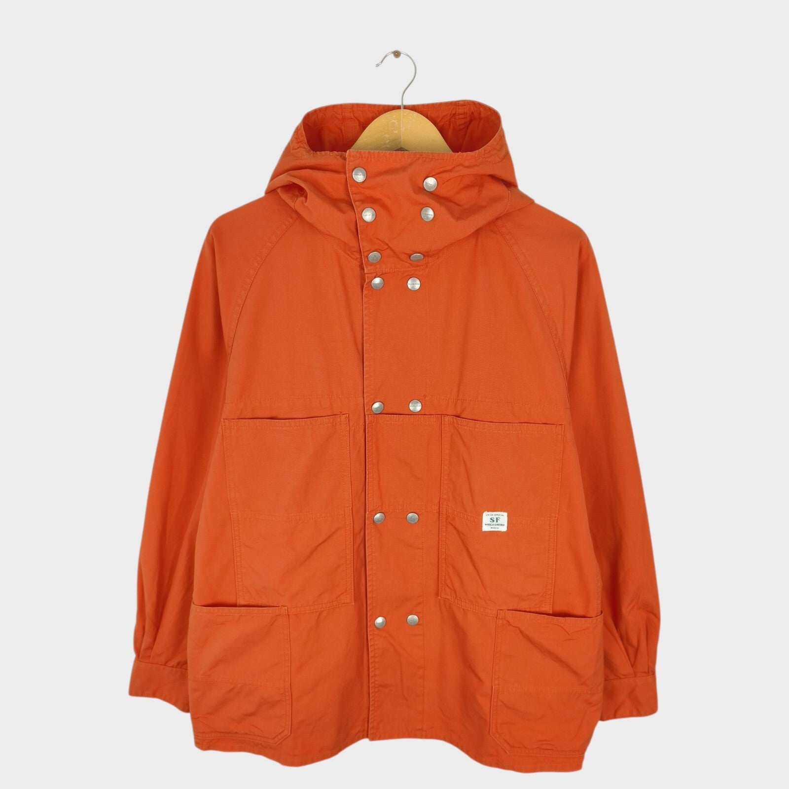 SASSAFRAS Men's Made in Japan Orange Blower Bud Parka Jacket