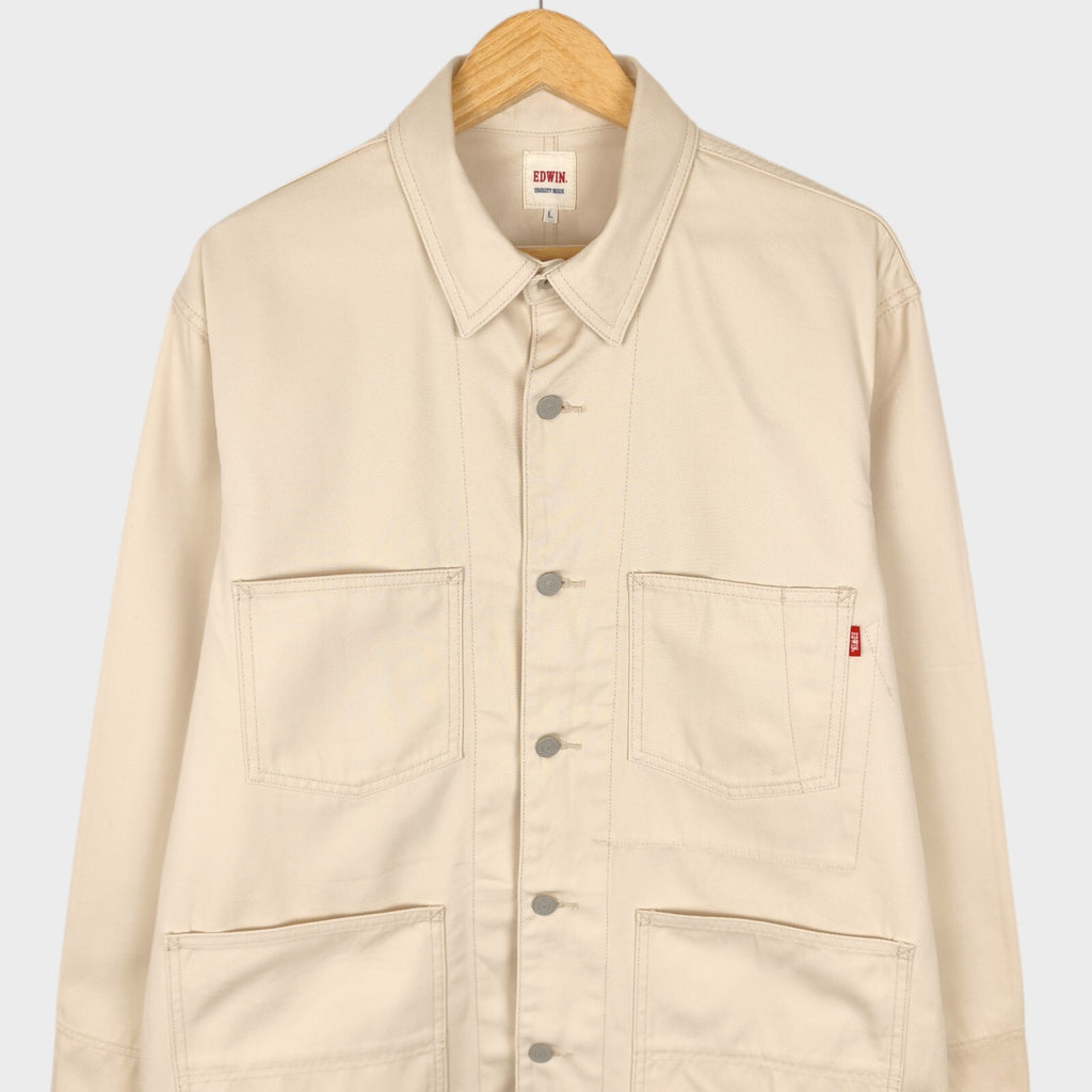 EDWIN Japan Men's Ecru Cotton Twill Chore Jacket