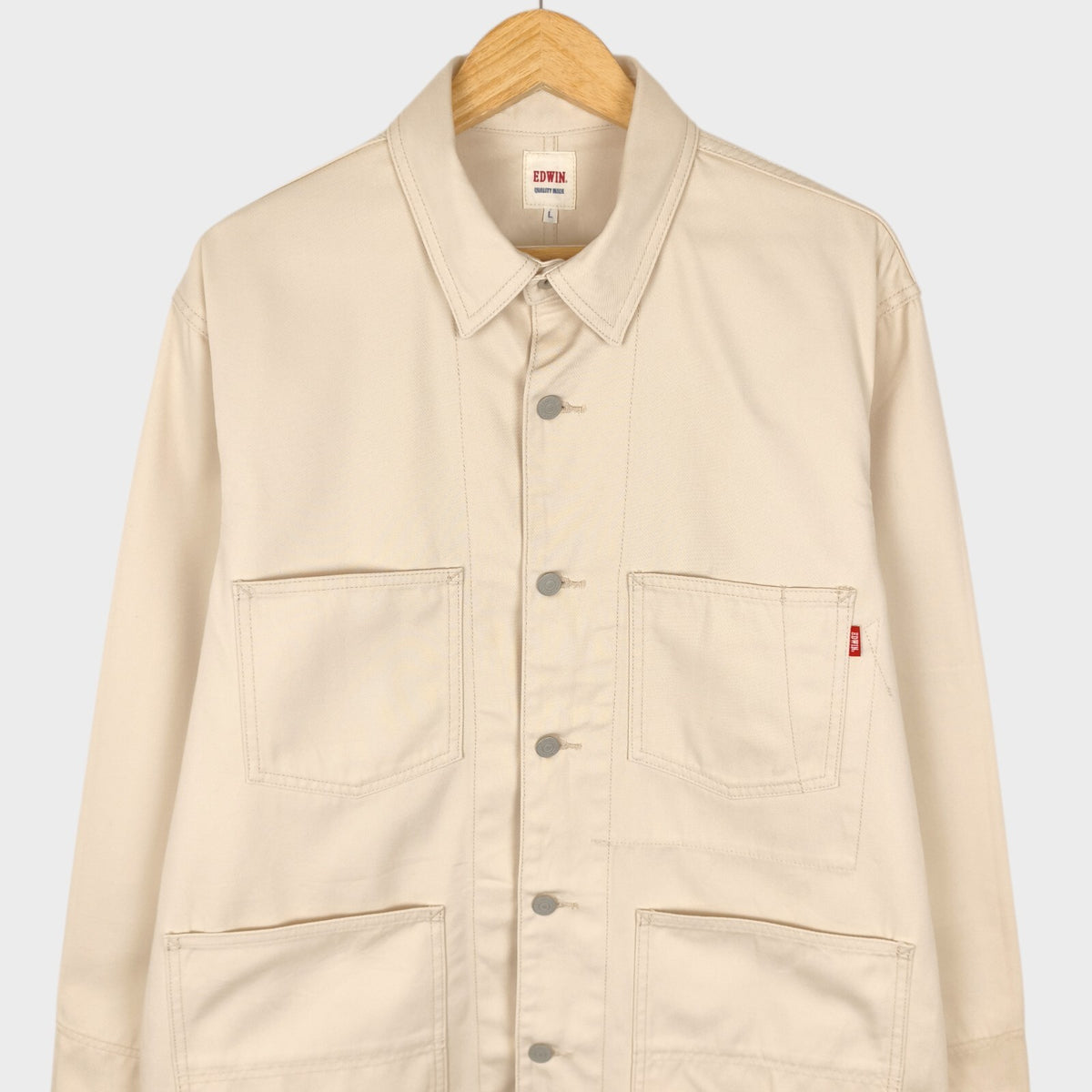 EDWIN Japan Men's Ecru Cotton Twill Chore Jacket