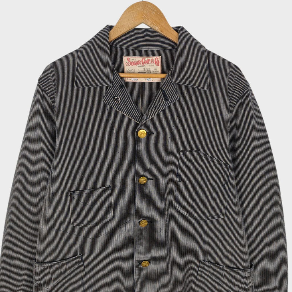 SUGAR CANE Men's Made in Japan Striped Cotton Chore Jacket